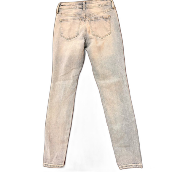 Old Navy Mid Rise Light Wash Distressed Patch Knee Super Skinny Jeans Women 0 - Picture 4 of 9